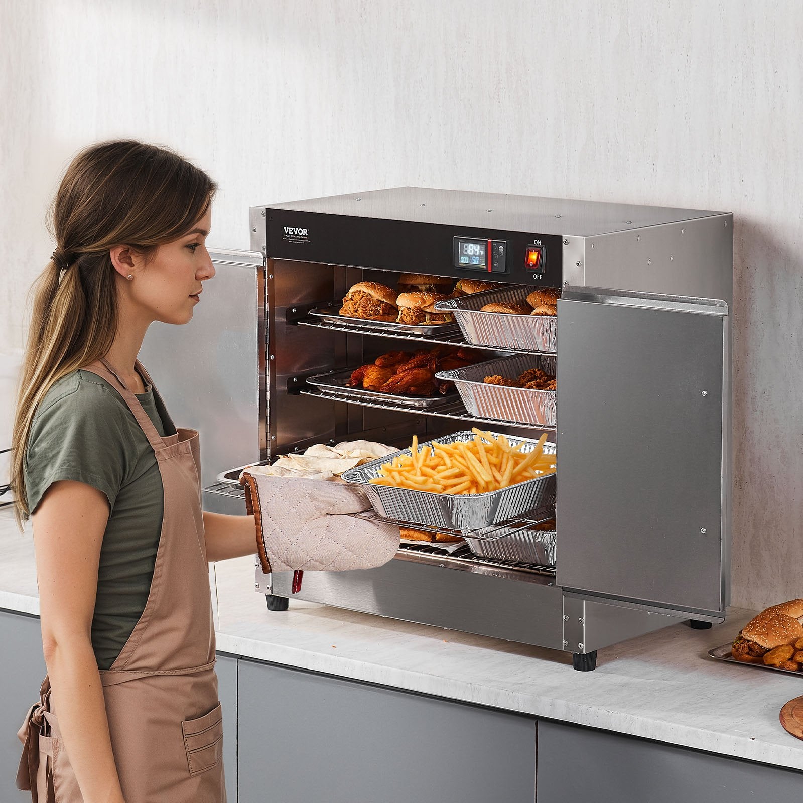 Hot Box Food Warmer 4-Tier Concession Warming Cabinet With Water Tray For Pizza