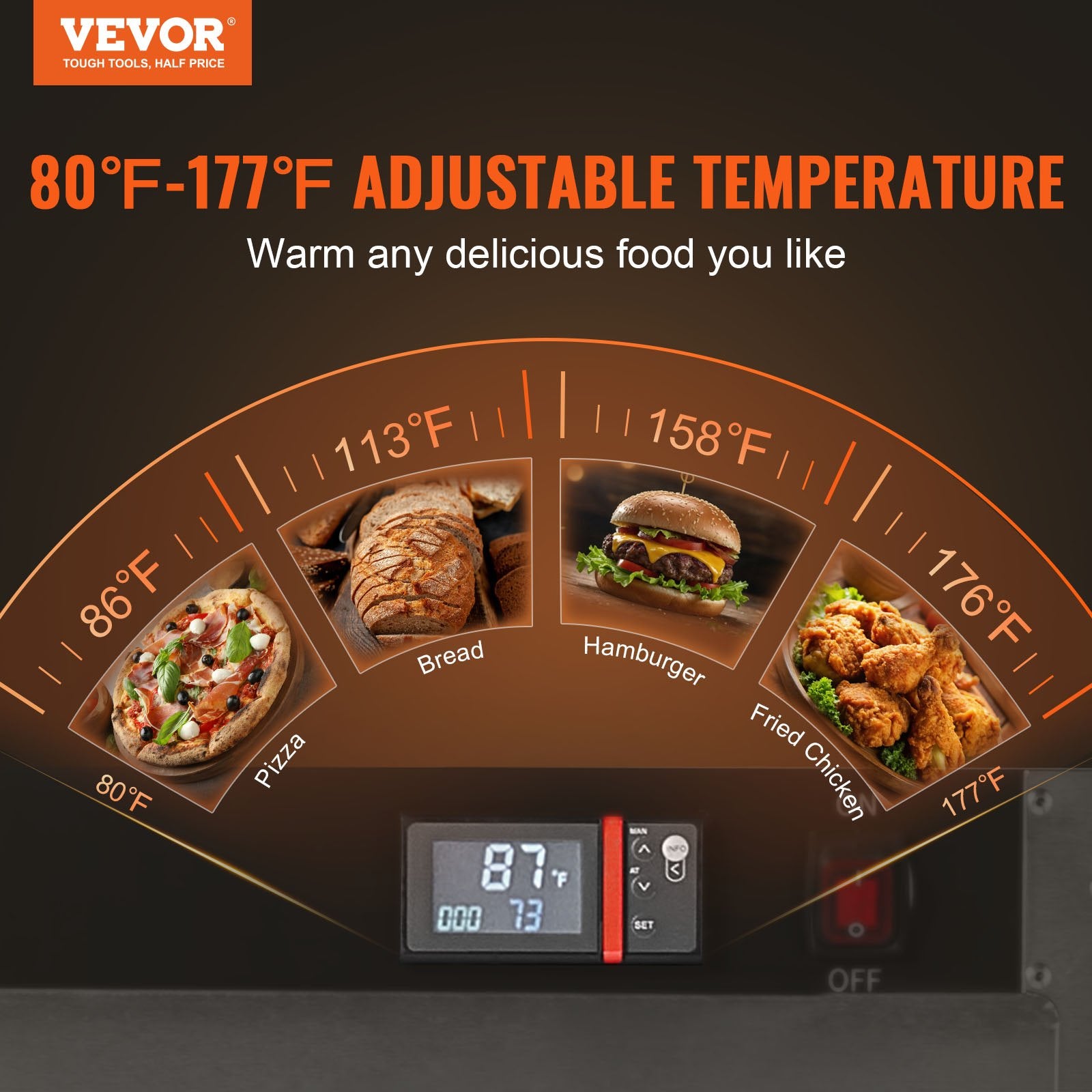 Hot Box Food Warmer 4-Tier Concession Warming Cabinet With Water Tray For Pizza